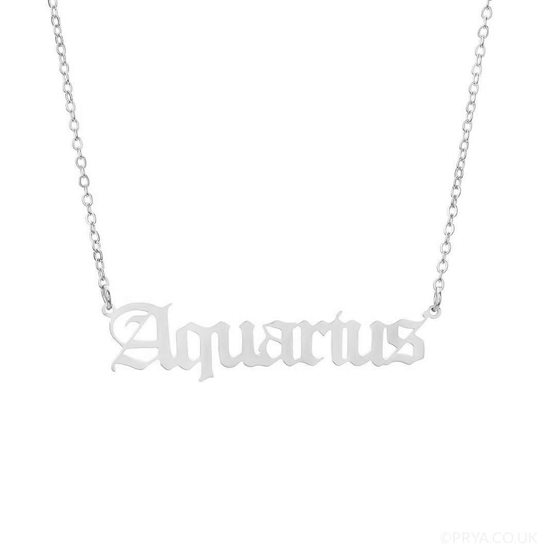 Old English Zodiac Name Necklace