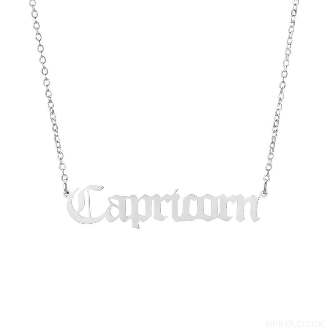 Old English Zodiac Name Necklace