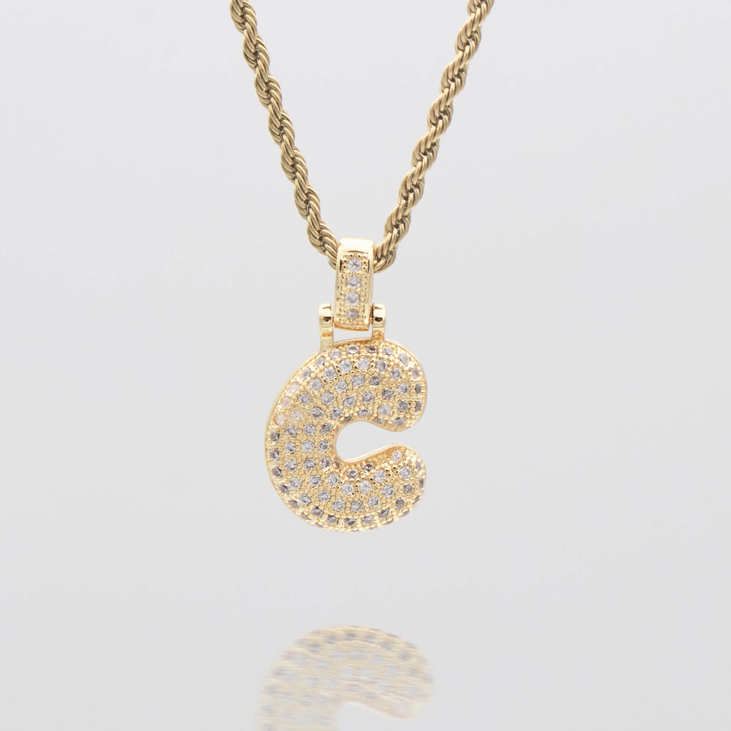 ICY Bubble Letter Initial Necklace