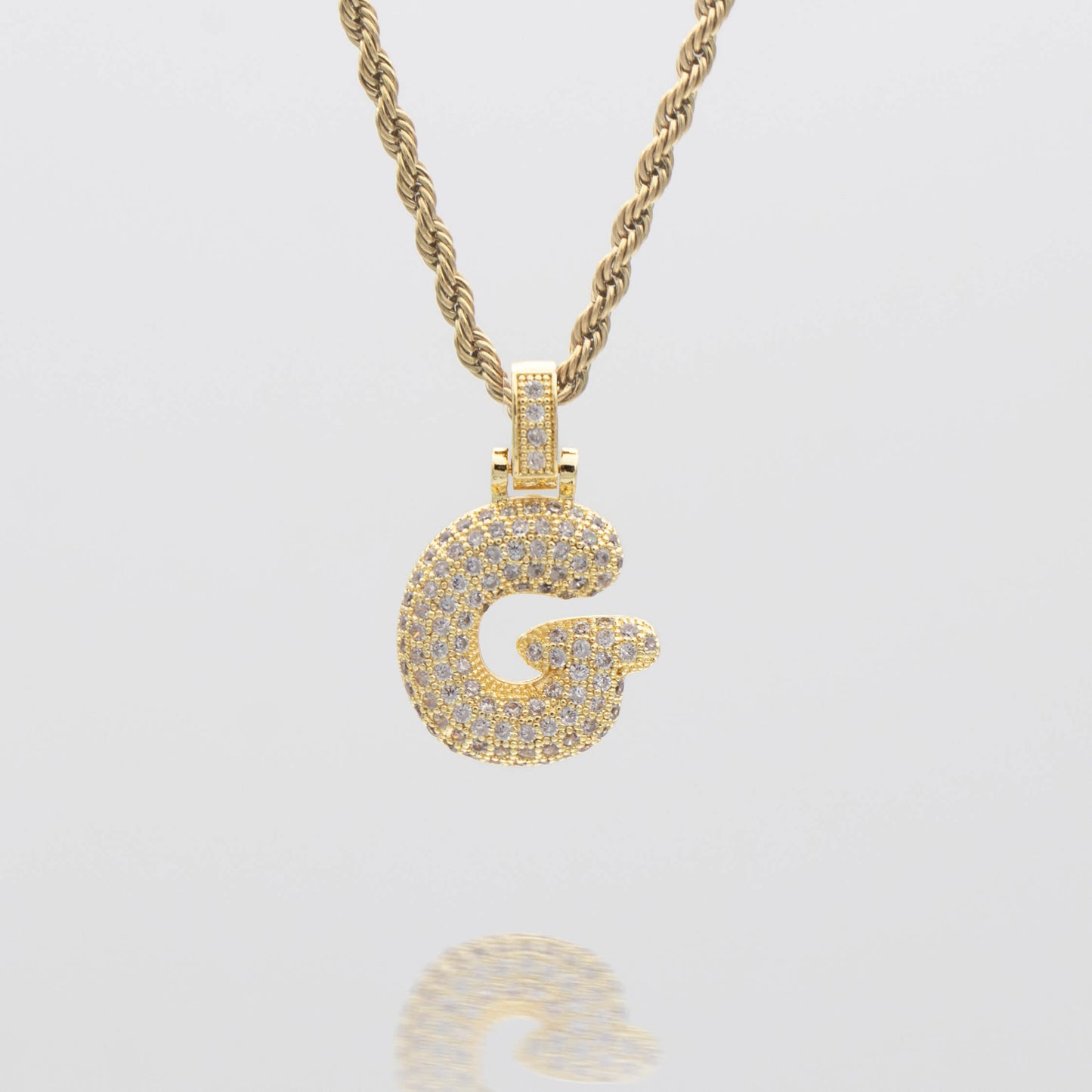 ICY Bubble Letter Initial Necklace